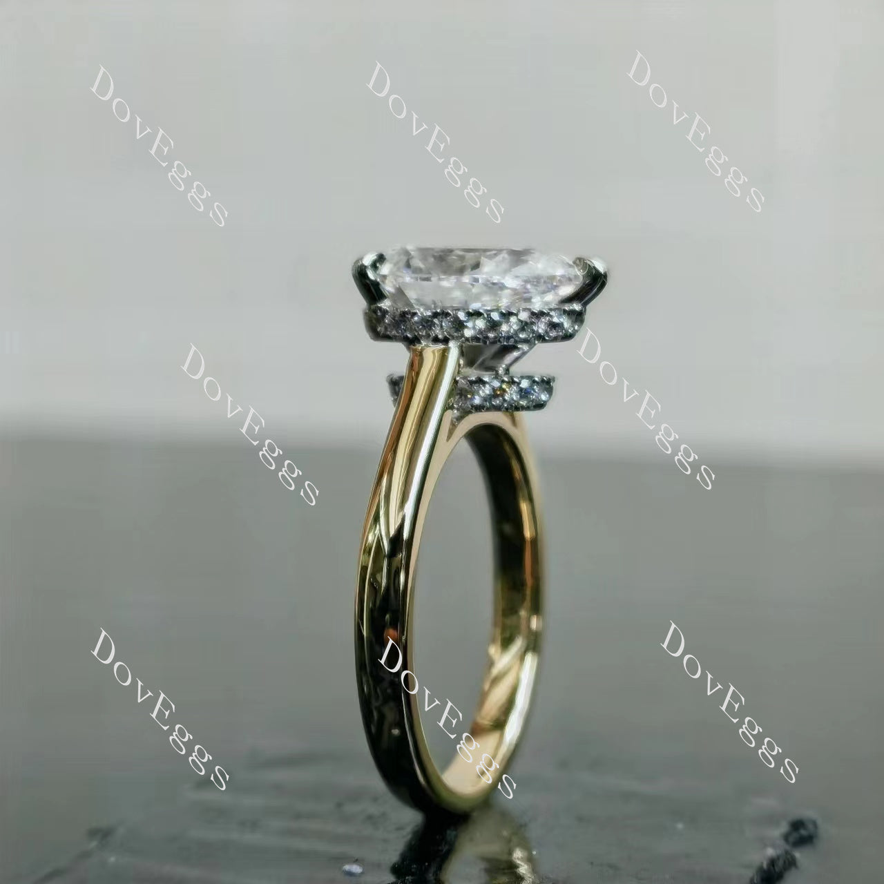 Doveggs Pear Pave Lab Grown Diamond Engagement Ring