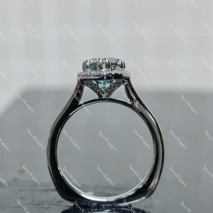 (size 6.25-6.5)Doveggs 3ct peacock blue pear moissanite engagement SS ring