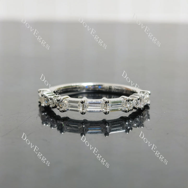 (size 7) Doveggs sterling silver round baguette wedding band