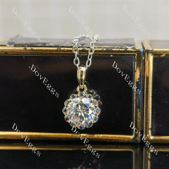 Doveggs round art deco moissanite pendant necklace (pendant only) - DovEggs-Seattle