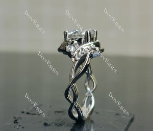 Doveggs pave floral round moissanite engagement ring