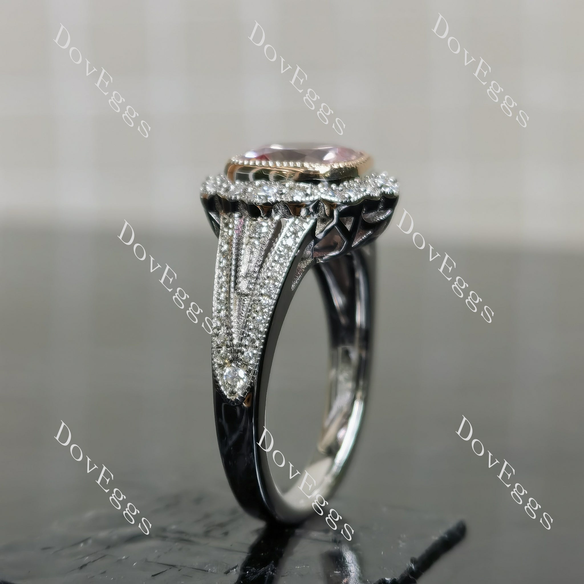 (size 7.75) Doveggs sterling silver 3ct Cushion pink sapphire engagement ring