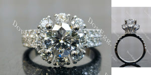 Round Floral Halo Half Enternity Lab Grown Diamond 