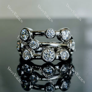 Doveggs round three row bezel moissanite/lab grown diamond wedding band-4.0mm band width