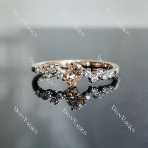 Olive 4*6mm oval art deco colored moissanite engagement ring