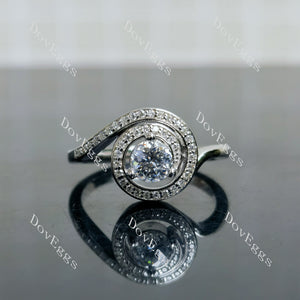 Doveggs round pave vintage wave moissanite engagement ring