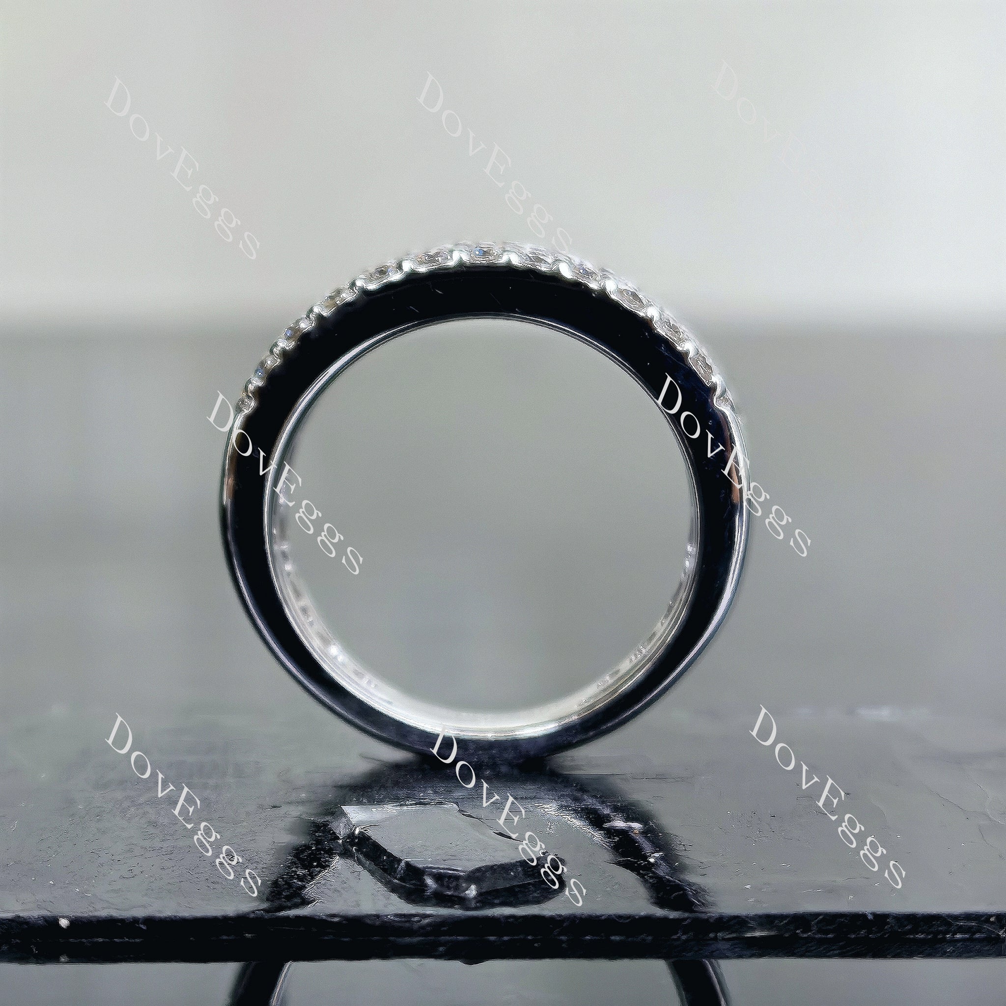 Doveggs round pave moissanite/lab grown diamond wedding band-8.0mm band width