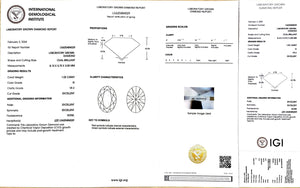 IGI certificate for 1.02ct oval G color VS2 clarity lab diamond (Certificate #LG620484029