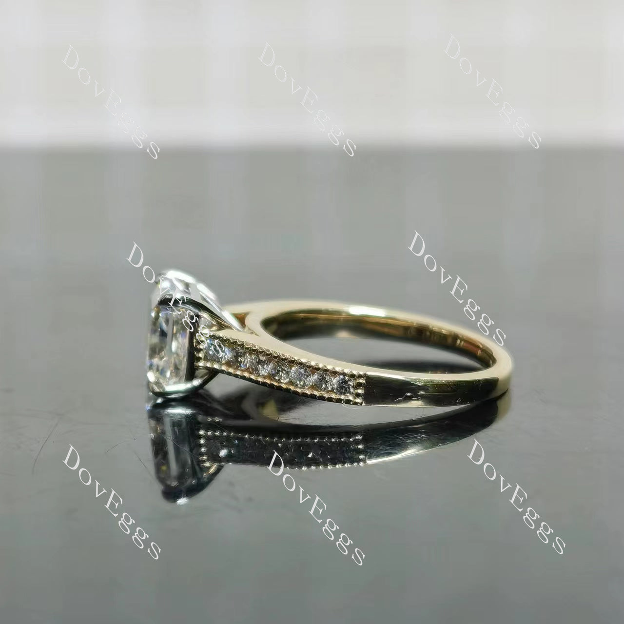 Tin’s Regalo radiant half eternity moissanite engagement ring
