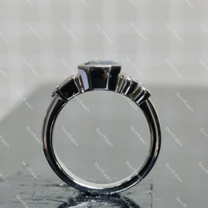 (size 7.25)Doveggs 2ct emearld twlight blue moissanite engagement SS ring