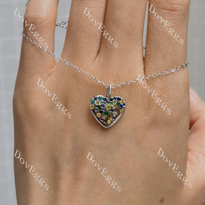 Round pave multicolor art deco pendant necklace(pendant only)| Doveggs