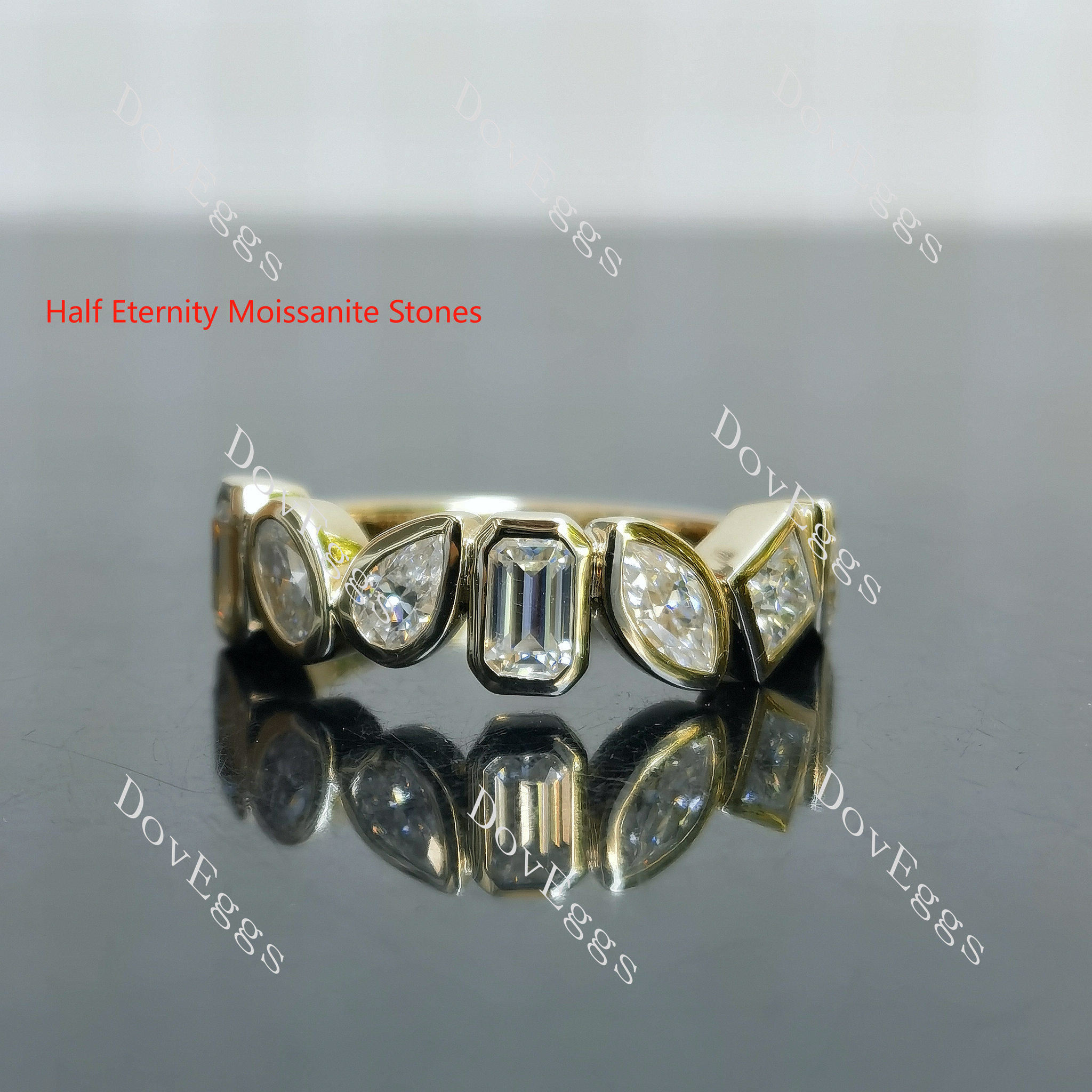 Doveggs half/full eternity multiple mixed shaped moissanite/lab grown diamond wedding band