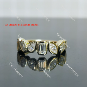 Doveggs half/full eternity multiple mixed shaped moissanite/lab grown diamond wedding band