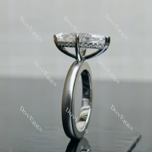 Doveggs Marquise Modified H&A cut hidden halo moissanite engagement ring