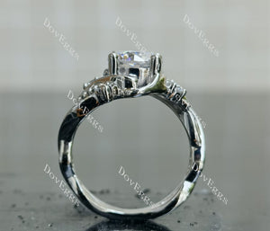 Doveggs pave floral round moissanite engagement ring