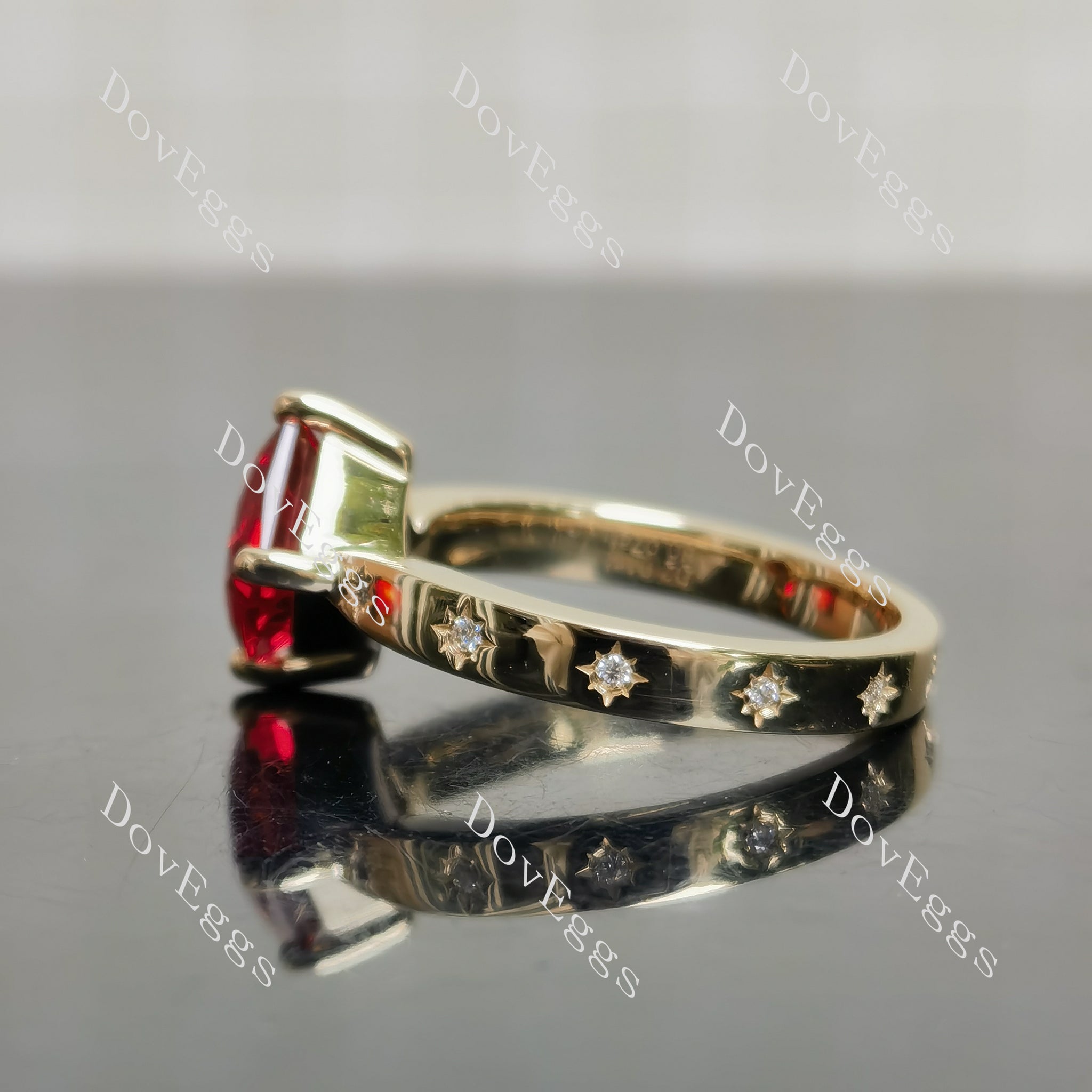 Doveggs princess pave colored gem engagement ring