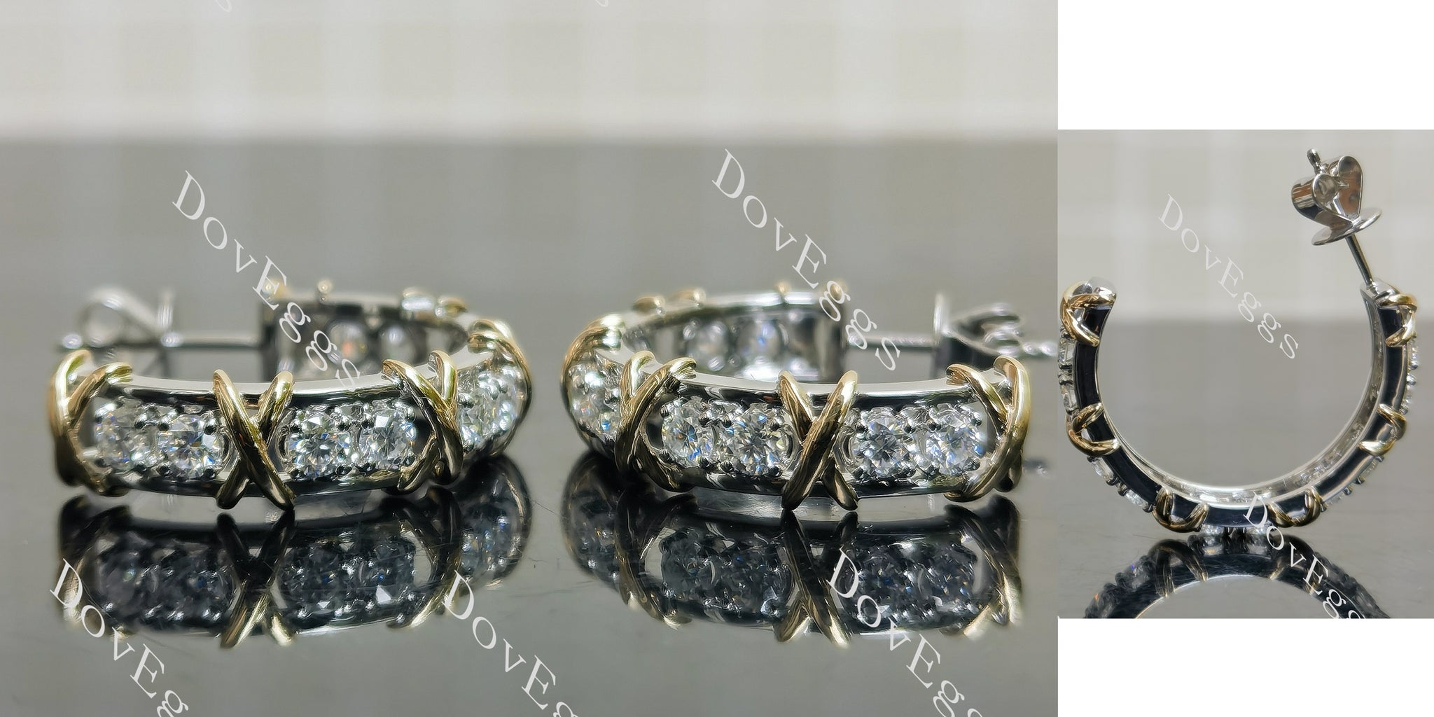 Doveggs round pave moissanite earrings