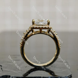 Doveggs Princess Halo Art Deco Lab Grown Diamond Engagement Ring