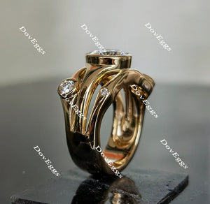 Doveggs bezel setting art deco engagement ring only semi-mount only(Exclusively to DovEggs Stones)
