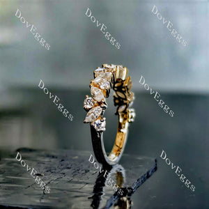 Doveggs marquise round art deco moissanite/lab grown diamond wedding band-2.0mm band width