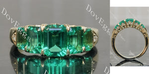 emerald vintage art deco colored gem engagement ring/wedding band