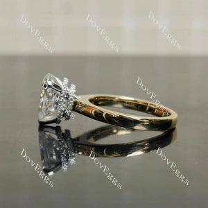 Doveggs pear pave hidden halo moissanite engagement ring