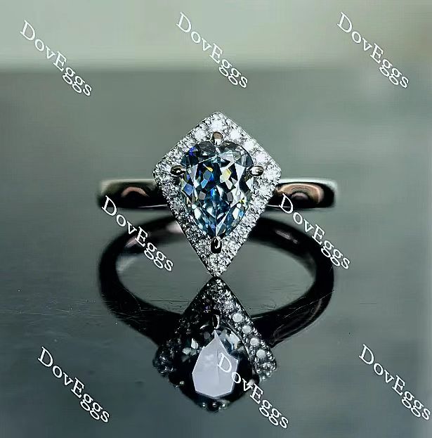 Doveggs pear halo moissanite/colored gem engagement ring