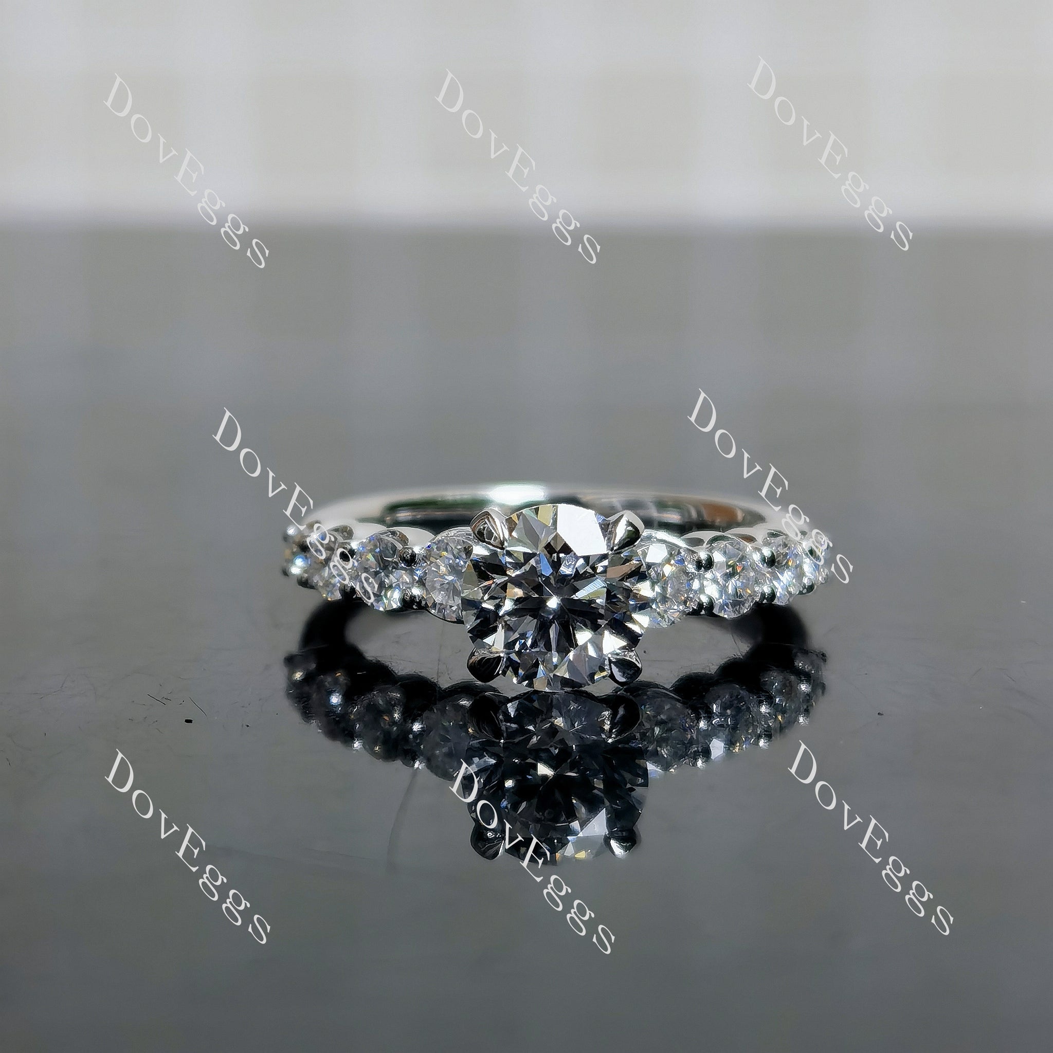 Round Pave Side Stone Lab Grown Diamond