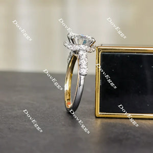 DovEggs halo side-stone engagement ring only semi-mount only(Exclusively to DovEggs Stones）