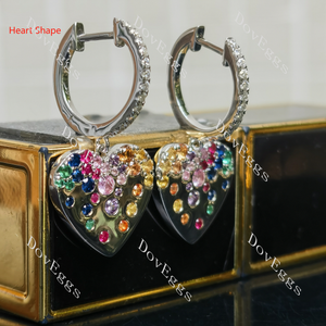 Round pave multicolor art deco moissanite/labgrown diamond/colored gem dangle earrings| Doveggs