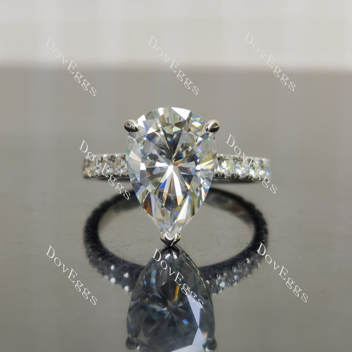 (size 7) Doveggs sterling silver 6ct pear moissanite engagement ring