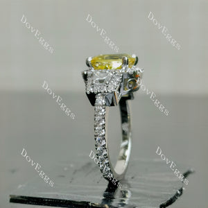 Doveggs radiant halo colored gem engagement ring