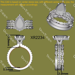 DovEggs pear pave hidden halo moissanite engagement ring