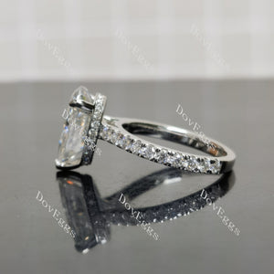 (size 6.5) Doveggs sterling silver 6ct pear pave moissanite engagement ring