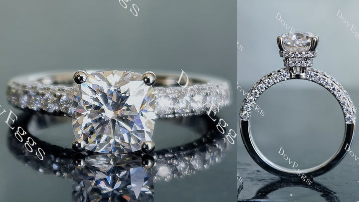 Doveggs cushion half eternity pave moissanite engagement ring - DovEggs-Seattle