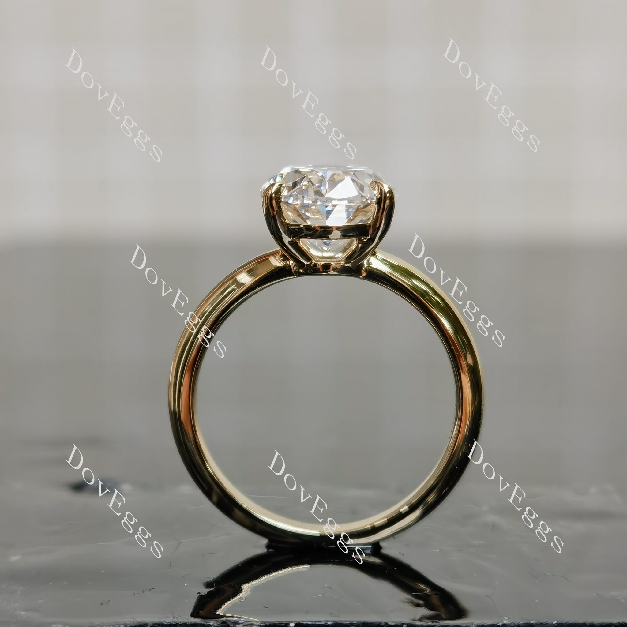 Doveggs Oval Pave Solitaire Lab Grown Diamond Engagement Ring