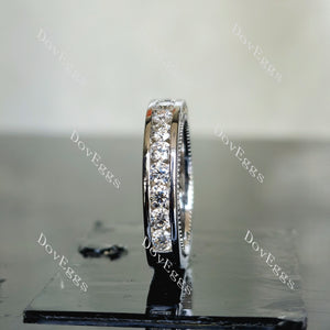 Doveggs round channel set moissanite/lab grown diamond wedding band-4.0mm band width