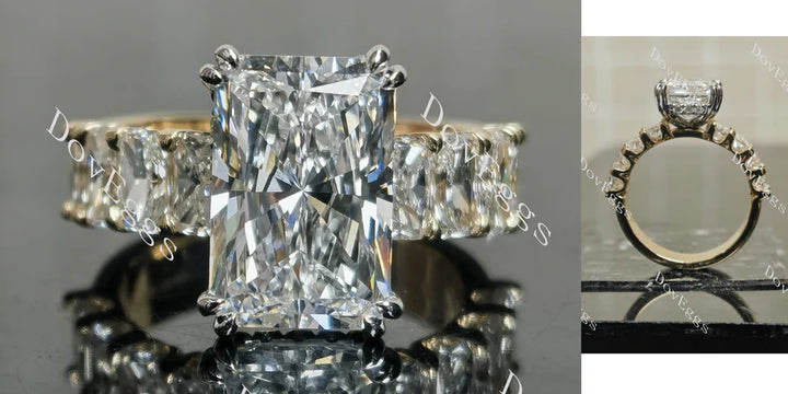 The Helena radiant vintage pave engagement ring only semi-mount only(Exclusively to DovEggs Stones)