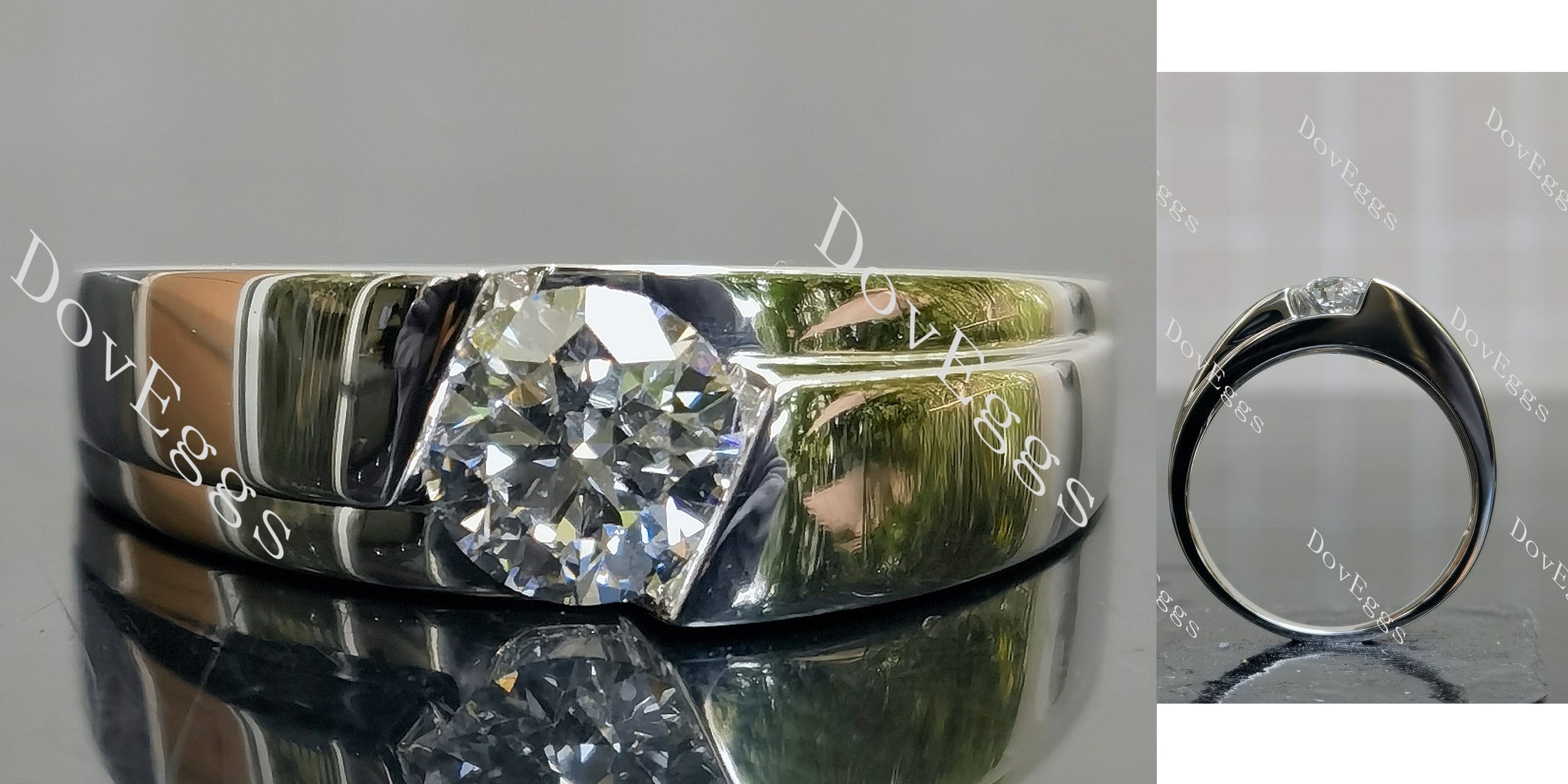 round pave solitaire moissanite engagement ring