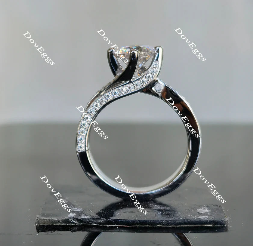 Doveggs art deco pave engagement ring only semi-mount only(Exclusively to DovEggs Stones)