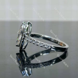 Doveggs Marquise Modified H&A cut halo pave moissanite engagement ring