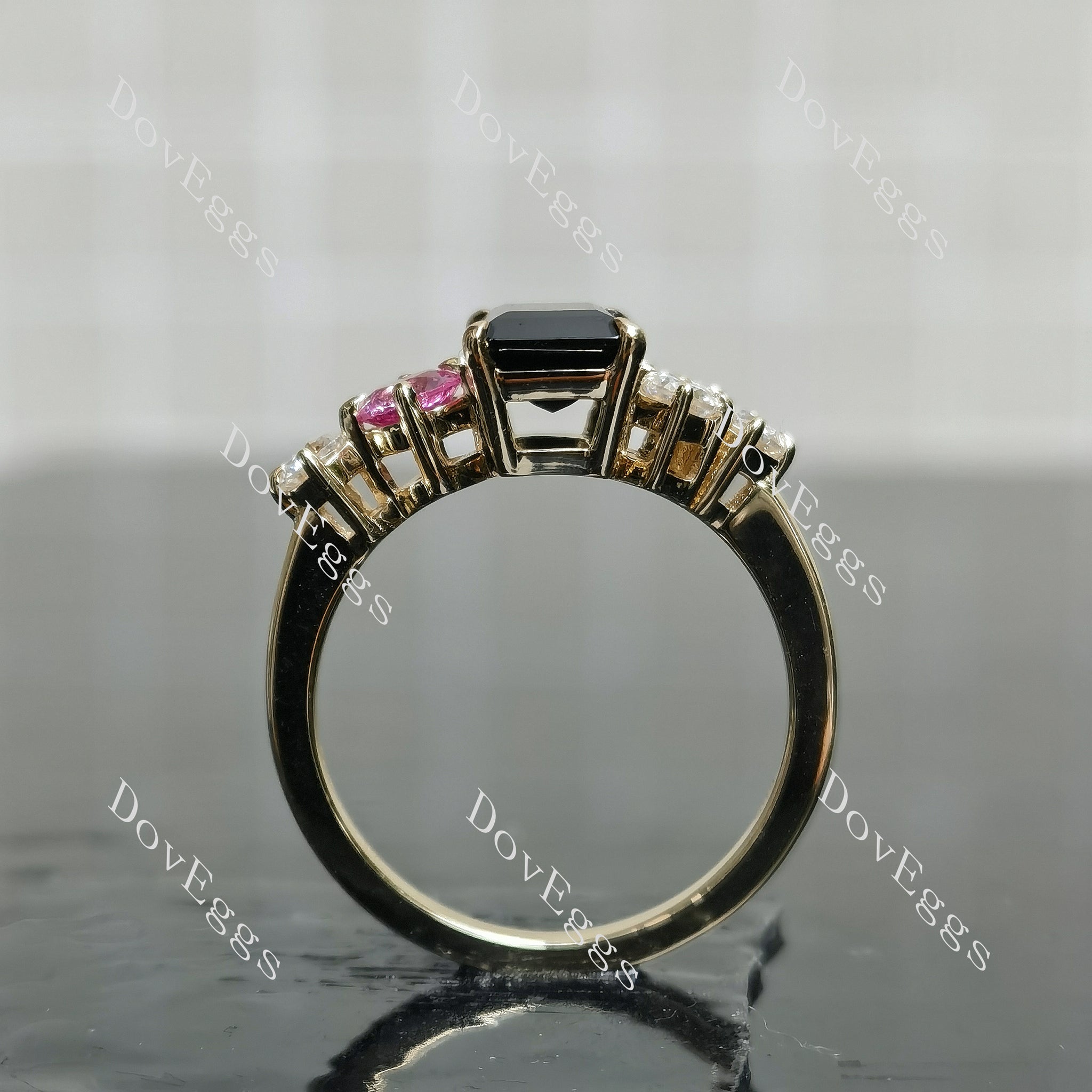 Doveggs emerald side stones colored gem engagement ring