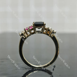 Doveggs emerald side stones colored gem engagement ring