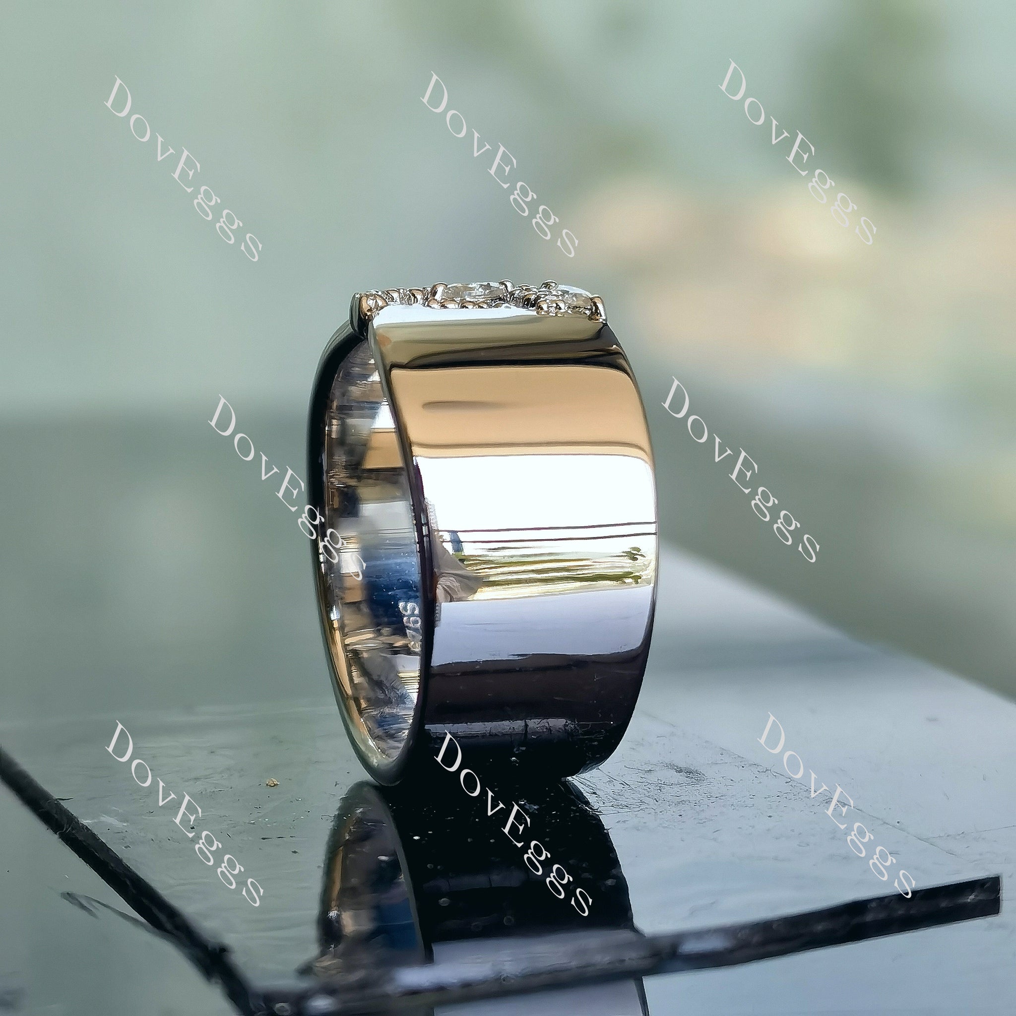 Doveggs marquise round moissanite/lab grown diamond wedding band-around 10mm band width