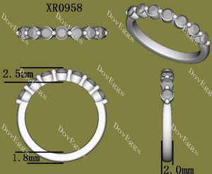 Doveggs round seven stone moissanite/lab grown diamond wedding band-2.0mm band width