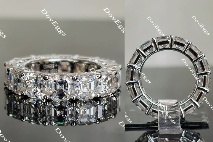 Doveggs asscher full eternity moissanite wedding band-5mm band width