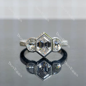 Doveggs Dovie Doutch Marquise cut bezel three stones moissanite engagement ring