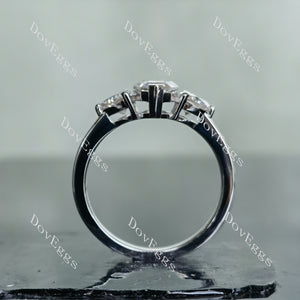 Doveggs Marquise Step cut pave three stones moissanite engagement ring