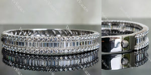 Doveggs baguette round eternity pave moissanite/lab grown diamond bangle for women