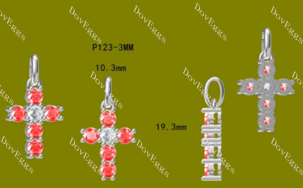 Round pave six stones moissanite pendant necklace (pendant only)| Doveggs
